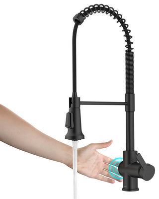 Britt Commercial Style 3-Function Pull-Down 1-Handle 1-Hole Kitchen Faucet, Matte Black (Touchless Ksf-1691mb)