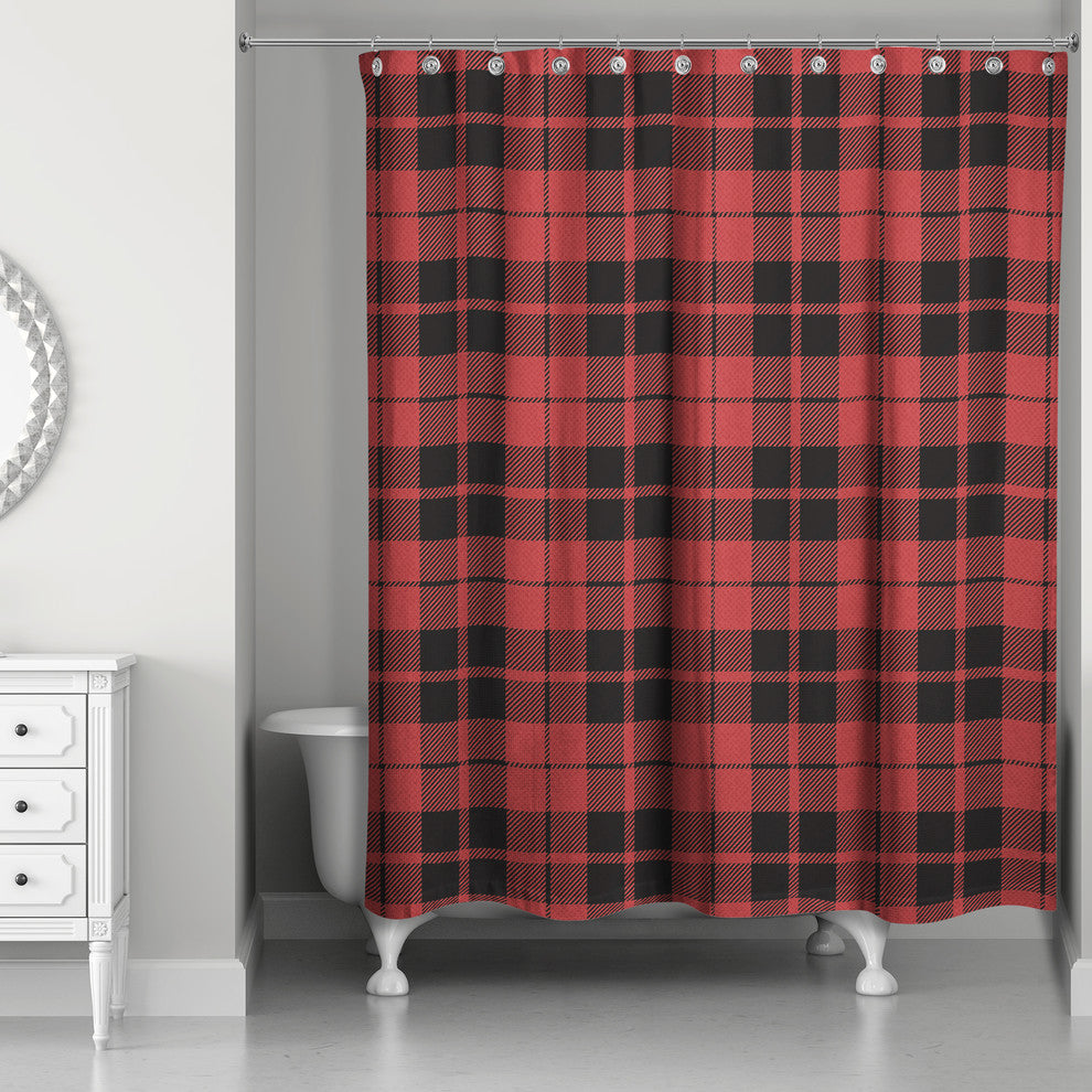 Red and Black Plaid 71x74 Shower Curtain