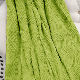 Herringbone Faux Fur Throw, Dark Citron, 50x60