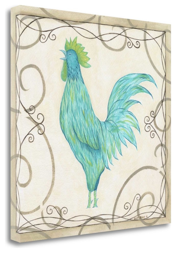 "Teal Rooster II" By Cindy Shamp, Giclee Print on Gallery Wrap Canvas