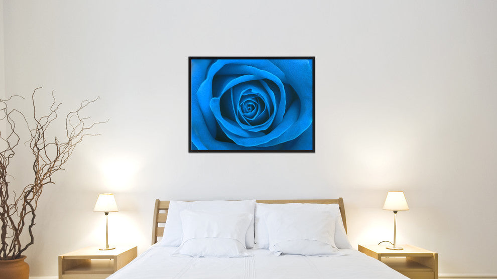 Blue Rose Flower Print on Canvas with Picture Frame, 28"x37"