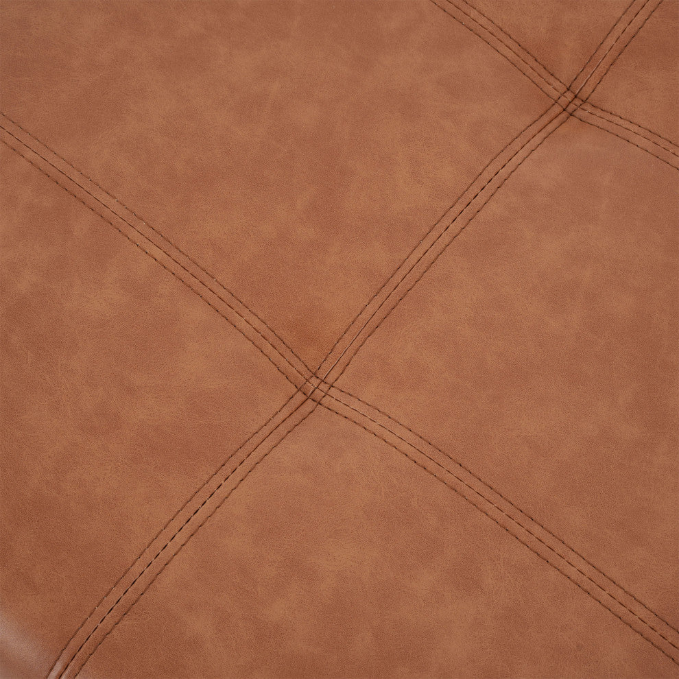 Murray Double Opening Leather Storage Ottoman, Light Brown