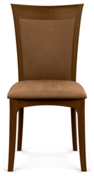 Copeland Morgan Upholstered Sidechair, Natural Walnut, Dark Brown Microsuede