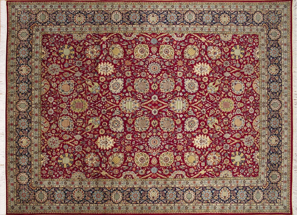 Pak-Persian Nash Red Hand-Knotted Rug, 9'0x12'5