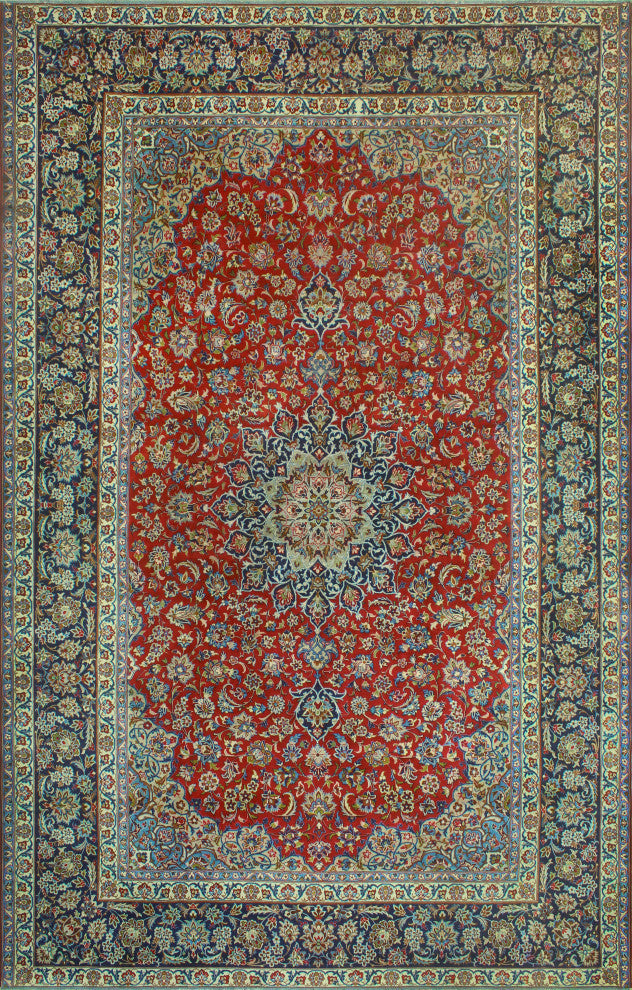 Fine Vintage Distressed Justin Red/Navy Rug, 10'5x16'7