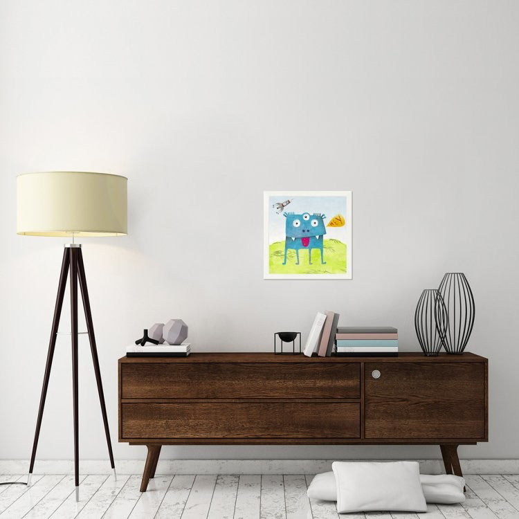 "Alien Friend Number 3" Framed Canvas Giclee by Skip Teller, 21x21"