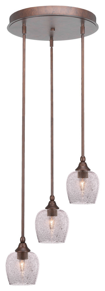 Empire 3-Light Cluster Pendalier, Bronze/Smoke Bubble