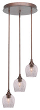 Empire 3-Light Cluster Pendalier, Bronze/Smoke Bubble