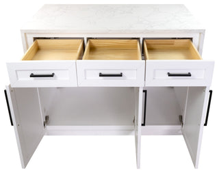 Palisade 48" Kitchen Island, White, Engineered Marble