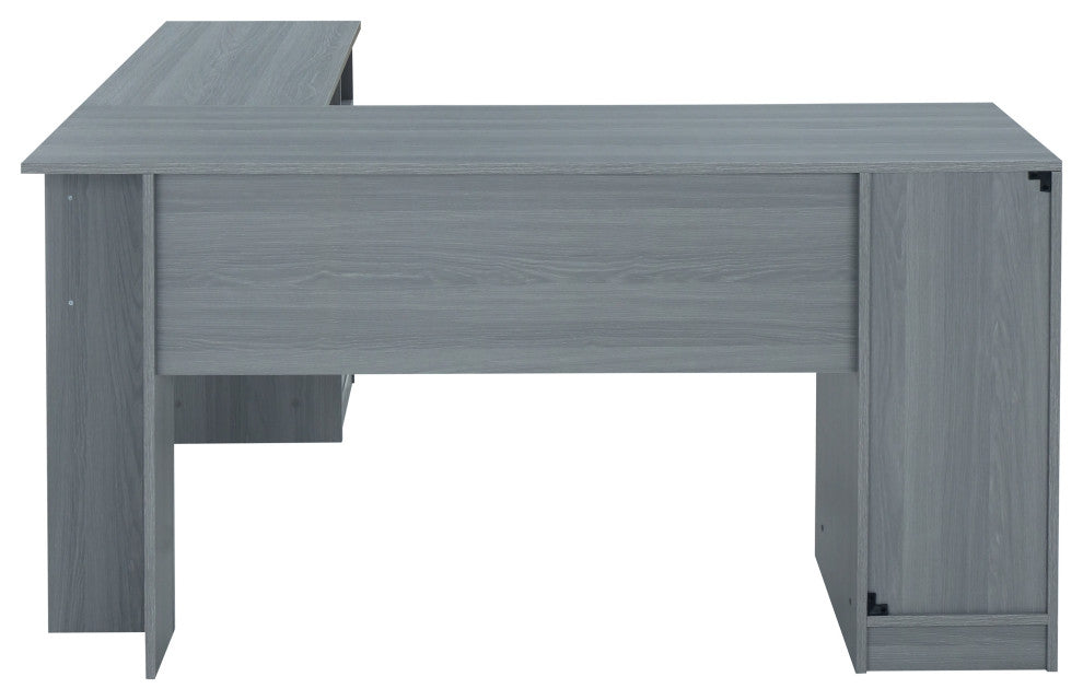 Techni Mobili Functional L-Shape Desk with Storage, Grey