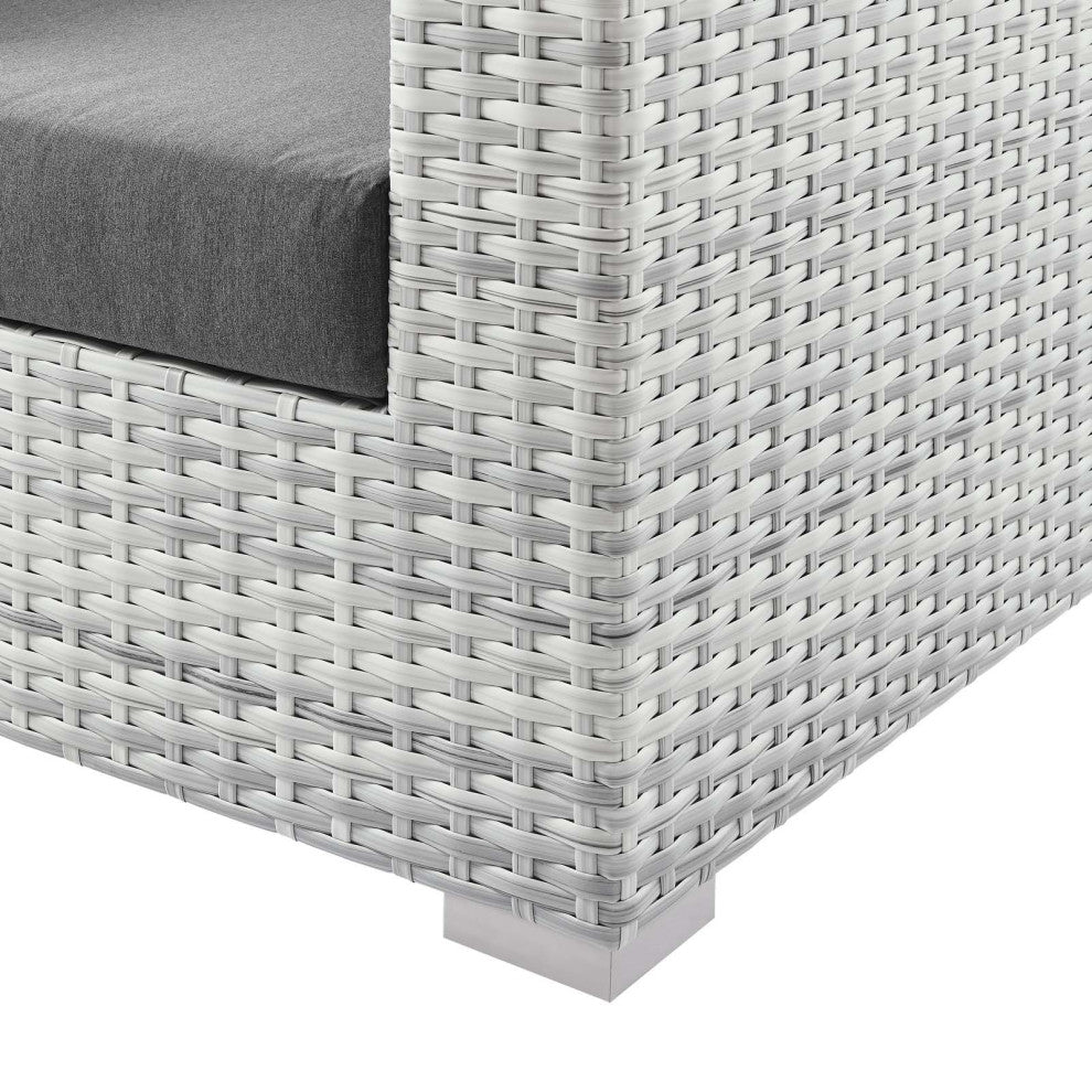 Lounge Loveseat Sofa, Rattan, Wicker, Gray, Modern, Outdoor Patio Bistro