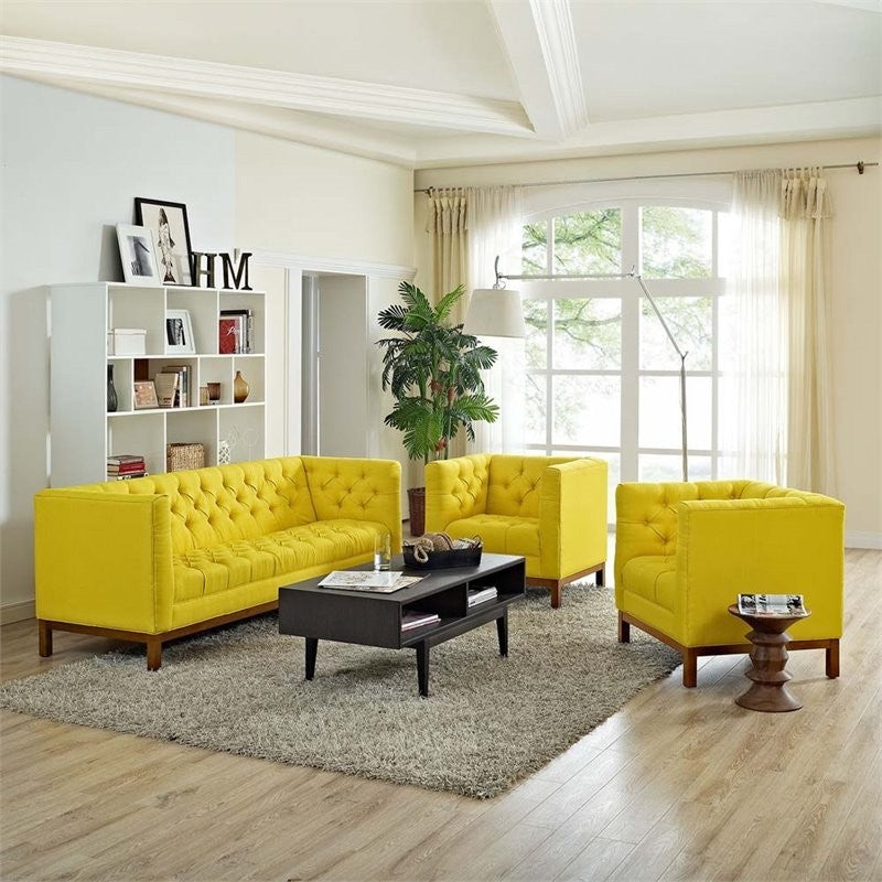 Modern Sunny Panache Living Room Set Upholstered Fabric, 3-Piece Set