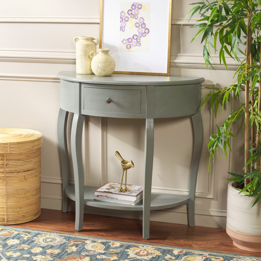 Safavieh Jan Demilune Small Console Table, French Gray