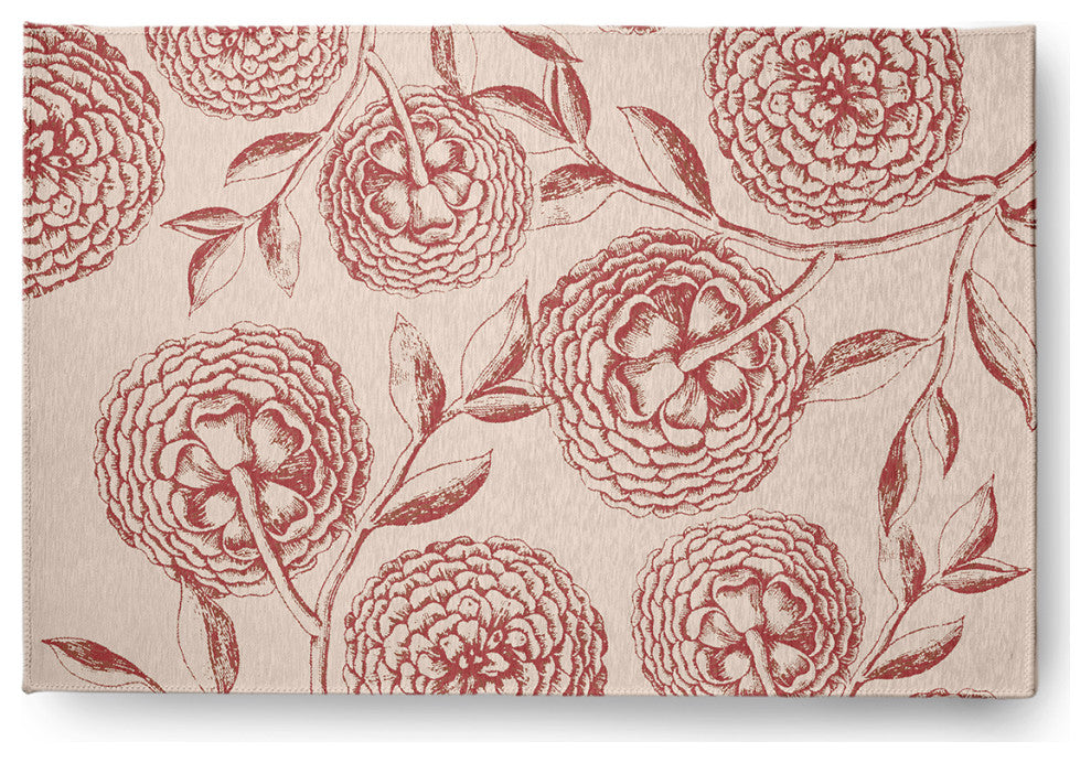Antique Flowers Spring Chenille Rug, Red, 2'x3'