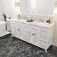 Caroline Parkway 72" Bath Vanity in White with Cultured Marble Quartz Top