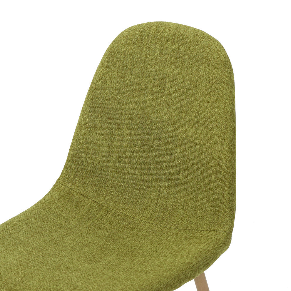 GDF Studio Resta Fabric Dining Chairs With Wood Finished Metal Legs, Set of 2, Green/Light Brown