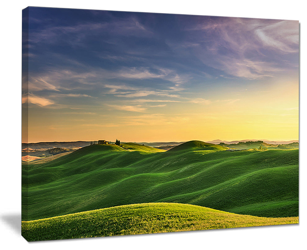 "Green Rural Rolling Hills Tuscany" Landscape Wall Art Print, 20"x12"