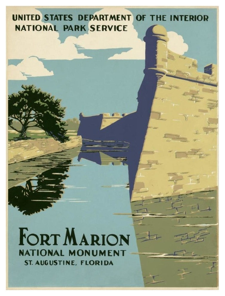 "Fort Marion National Monument, St. Augustine, ca. 1938" Paper Art, 32"x42"