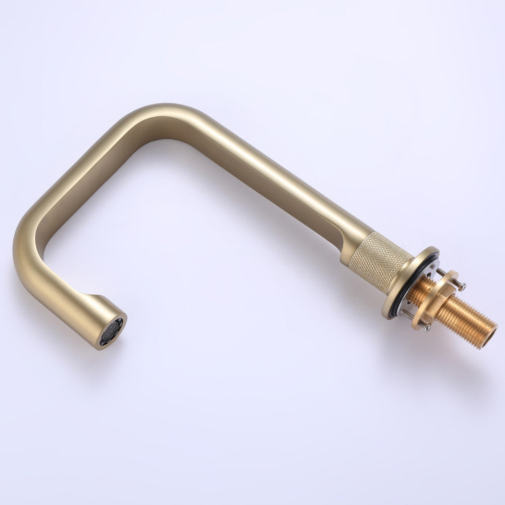 Deck Mounted Widespread Dual Handles Bathroom Sink Faucet, Brushed Gold