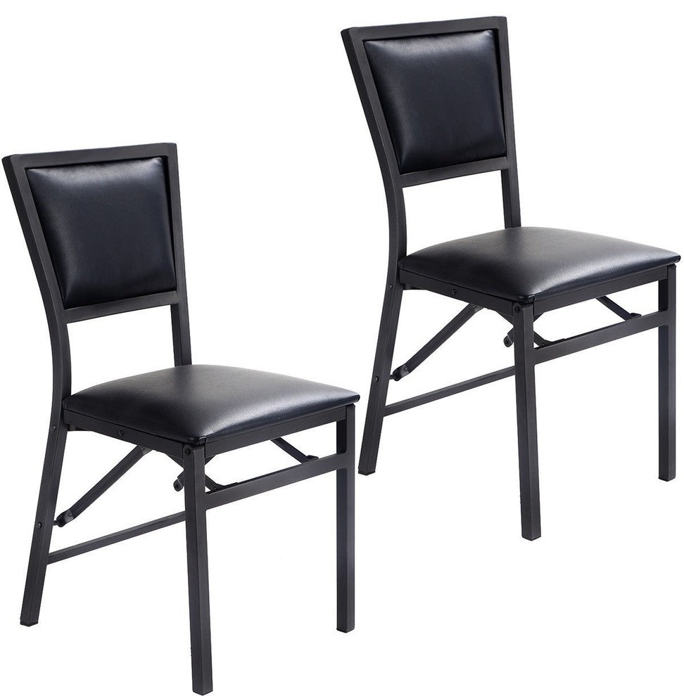 Classic Design Set of 2 Metal Folding Chair Dining Chairs