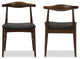 Winton Mid-Century Modern Walnut Wood Dining Chair Set of 2