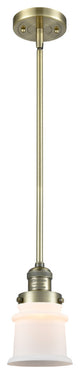 Small Canton 1-Light Mini Pendant, Antique Brass, Matte White