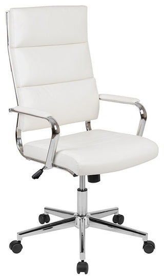 High Back LeatherSoft Contemporary Panel Executive Swivel Office Chair, White