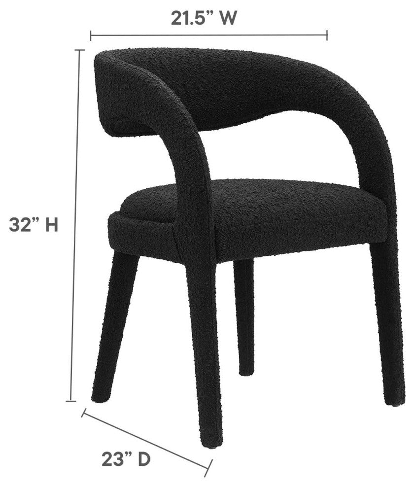 Pinnacle Boucle Upholstered Dining Chair Set of 2, Black