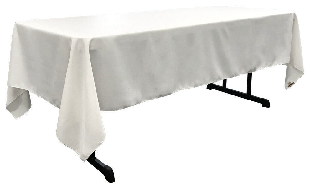 LA Linen Rectangular  Polyester Poplin Tablecloth, White, 60"x120"