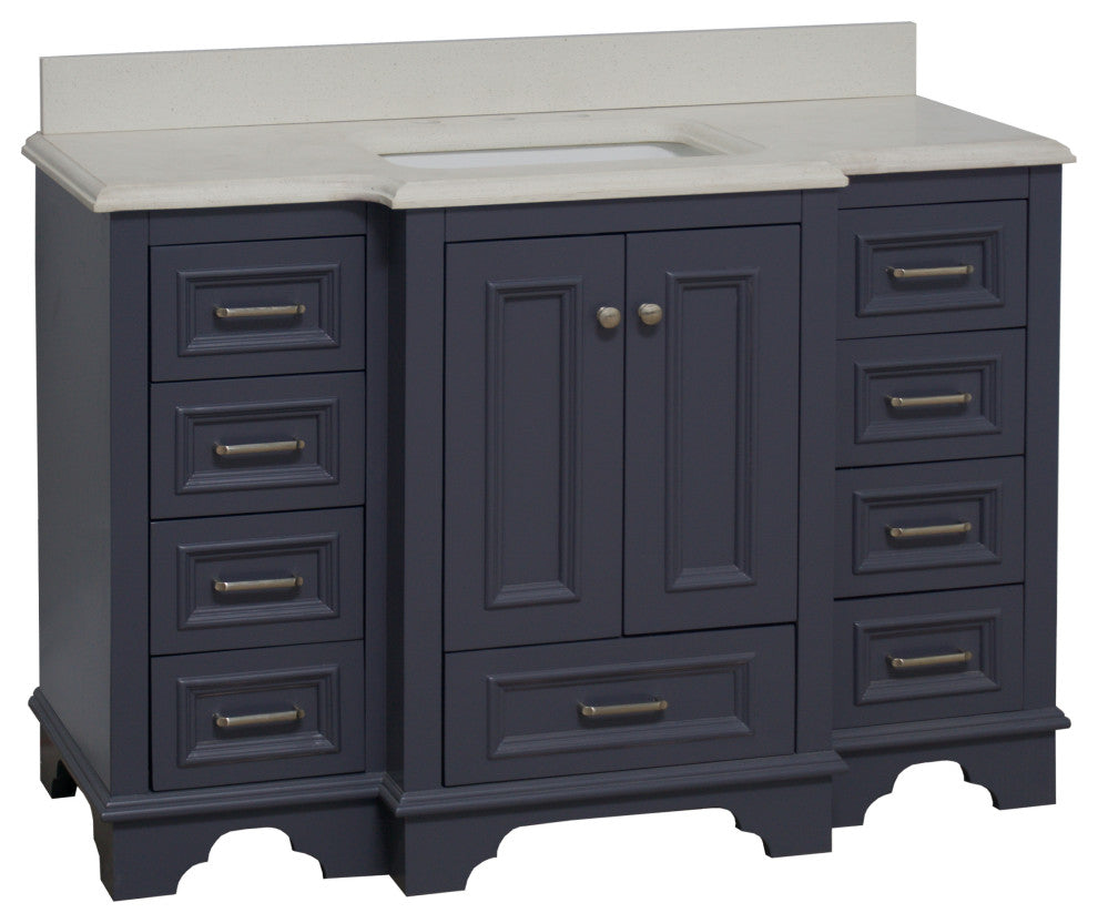 Nantucket 48" Bathroom Vanity, Marine Gray, Quartz