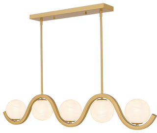 Quoizel SRI551 Spherical 5 Light 49"W Linear Chandelier - Aged Brass