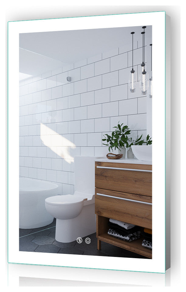 Vanity LED Lighted Backlit Wall Mounted Bathroom Mirror, 24x36", 2 Buttons