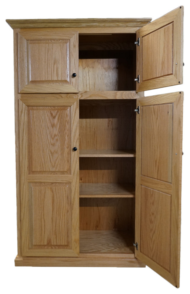Oak Kitchen Pantry With upper Storage, Lite Oak