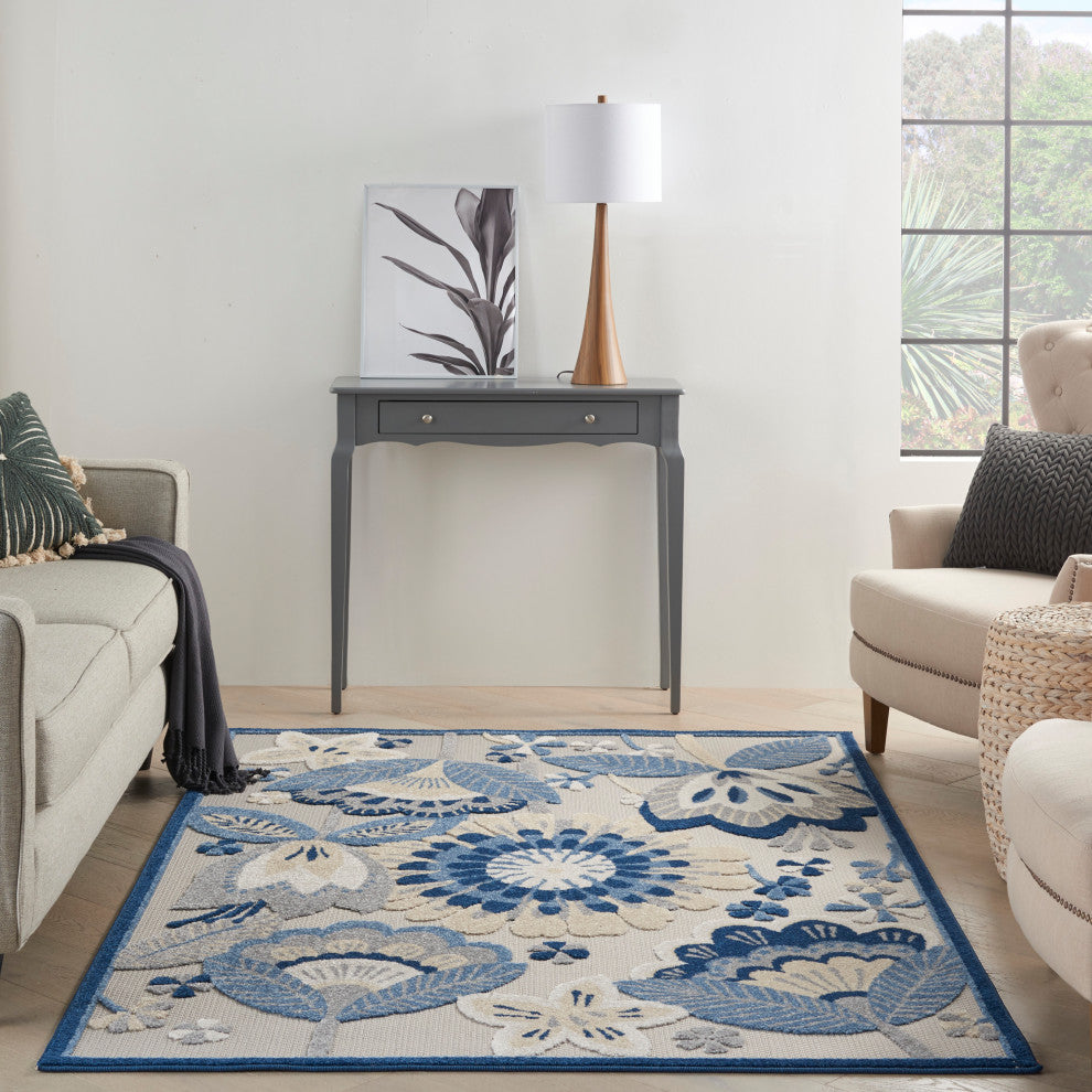 Nourison Aloha 6' x 9' Blue/Grey Contemporary Area Rug