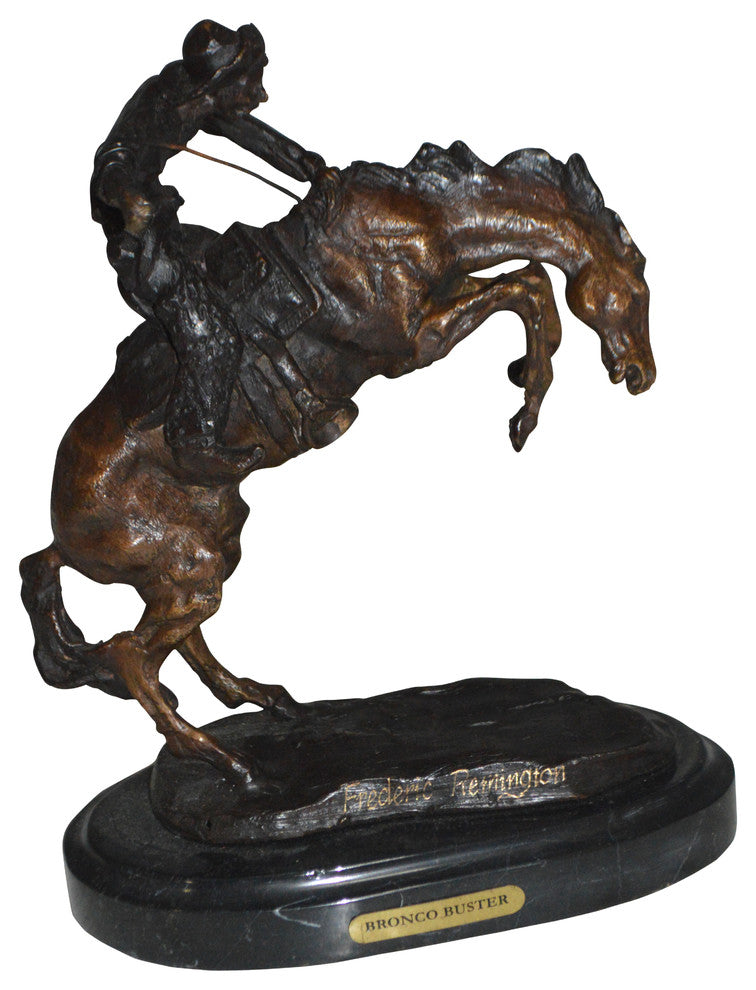 Bronco Buster by Remington Bronze Statue -  3" x 7" x 10"H.