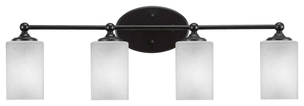 Capri 4-Light Bath Bar, Matte Black/Square White Muslin