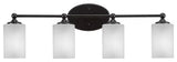 Capri 4-Light Bath Bar, Matte Black/Square White Muslin