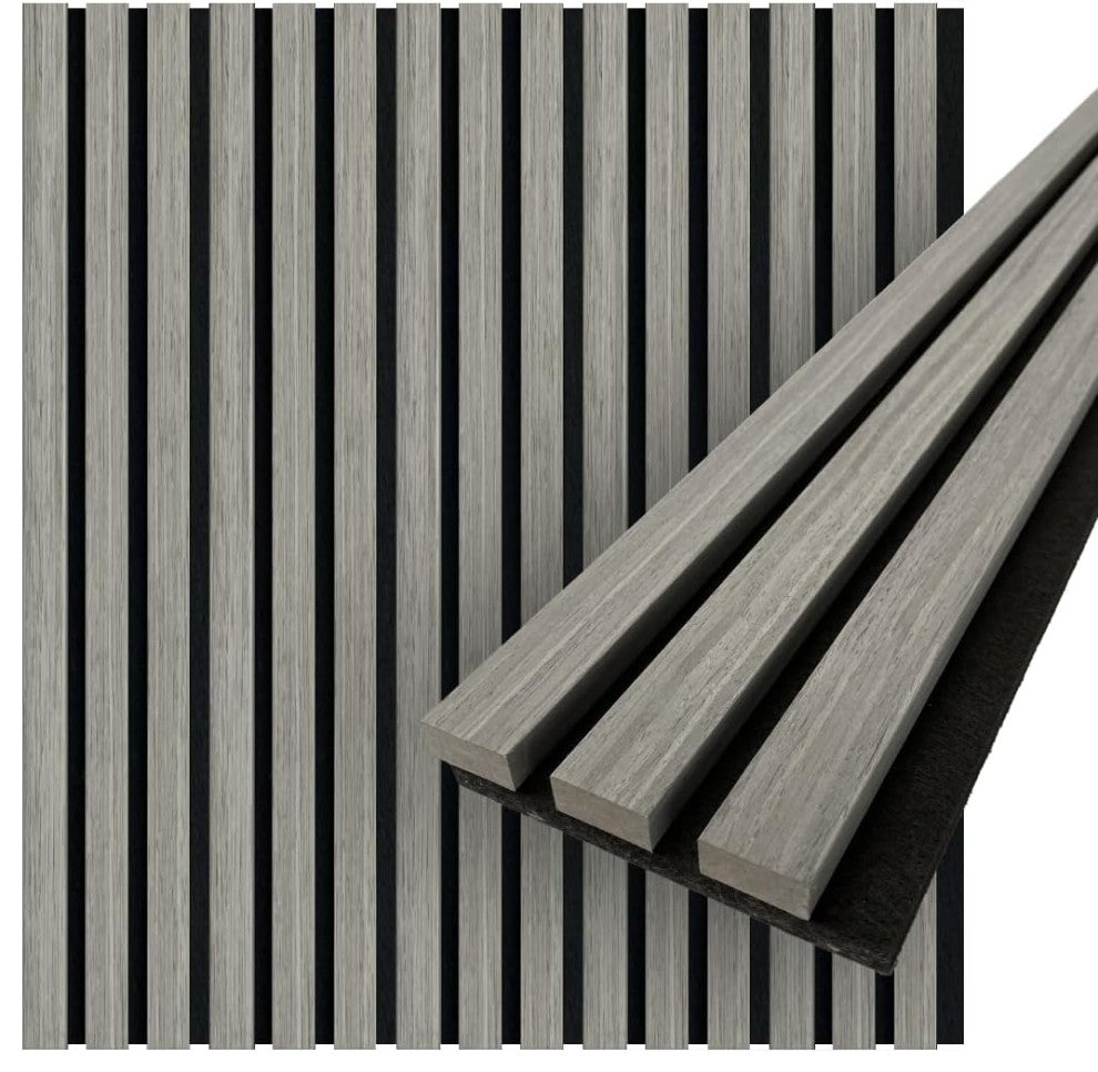 Acoustic Wood Wall Panels | Soundproof Paneling For Wall Decor, Grey, Pack of 6, Acoustica
