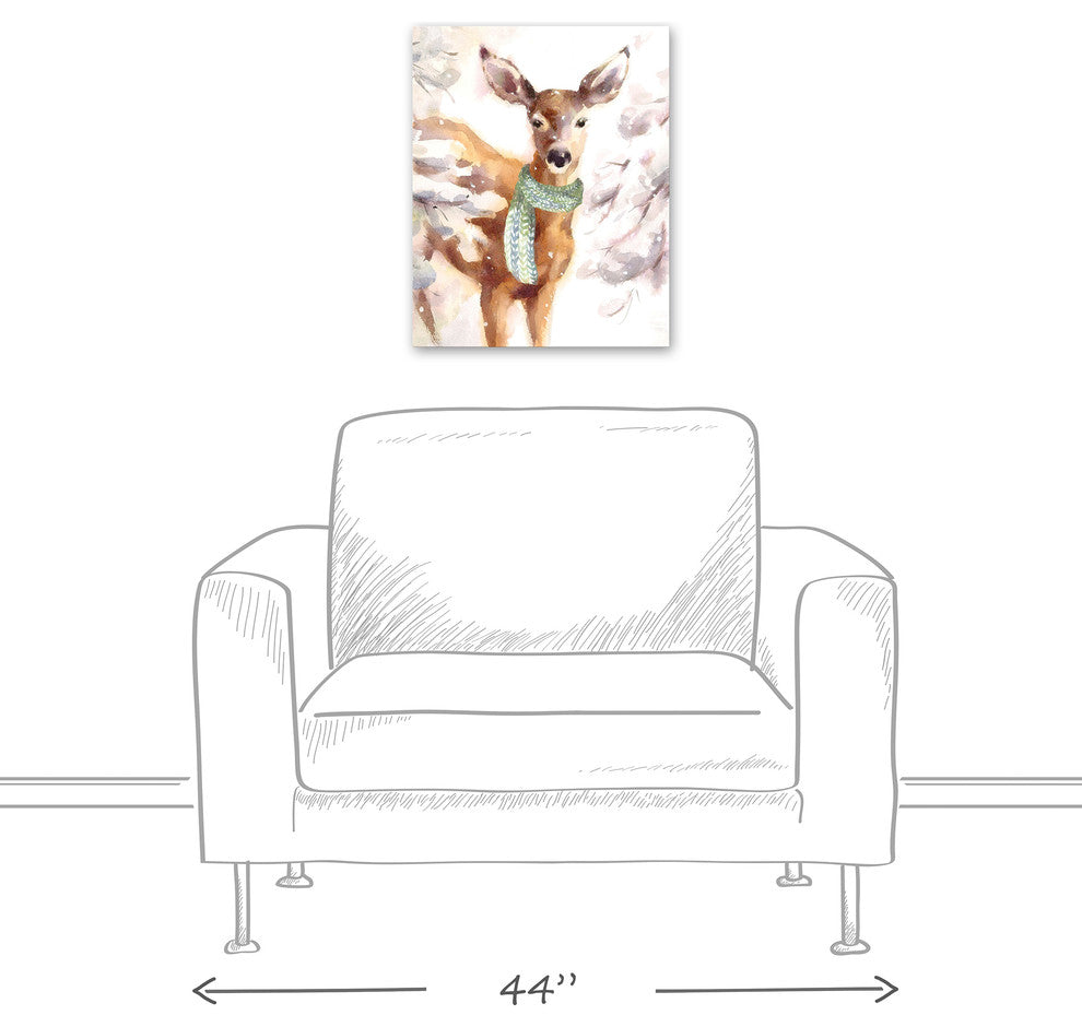 "Fawn Wearing a Green Scarf" Canvas Wall Art, 16"x20"