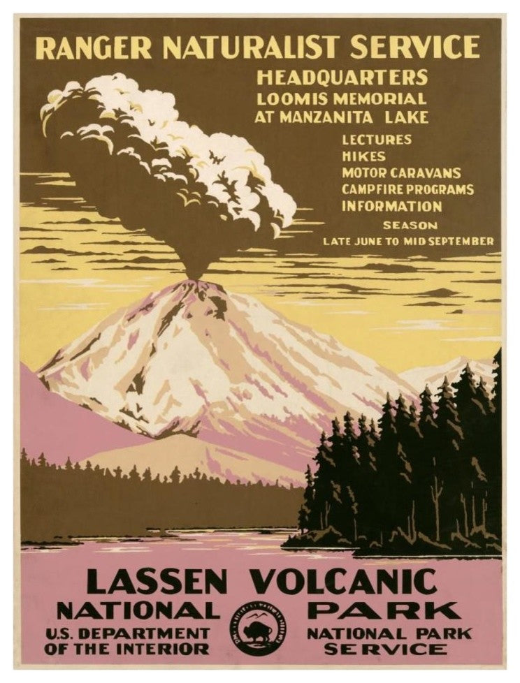 "Lassen Volcanic National Park, ca. 1938" Paper Art, 26"x34"