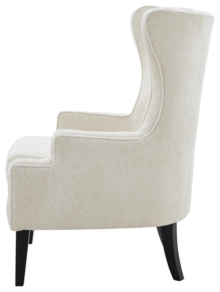 Clementine KD Fabric Wing Accent Arm Chair, Cream