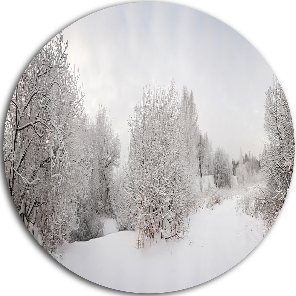 Snow Landscape With Frosted Trees, Landscape Round Wall Art, 23"