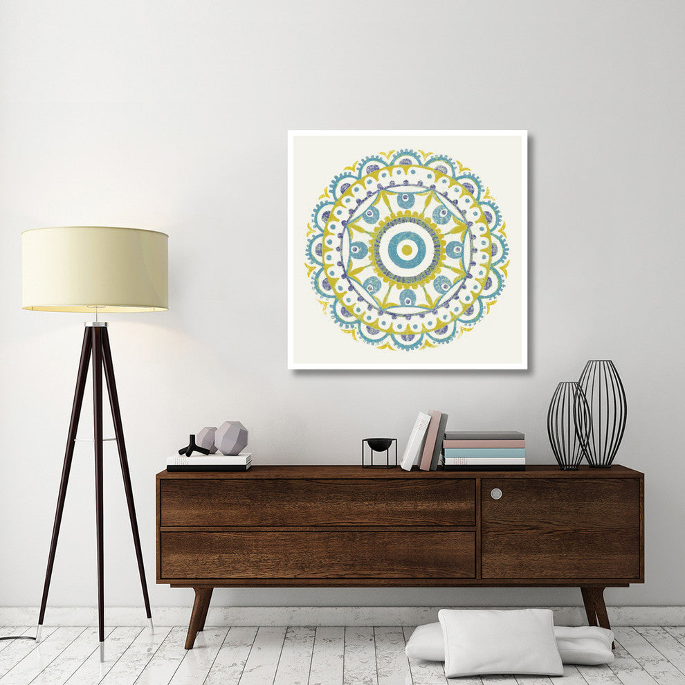 "Lakai Circle VI Blue and Yellow" Paper Print by Kathrine Lovell, 42"x42"