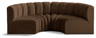 Arc Velvet Upholstered 4-Pc. Inward Curved Modular Sectional, Brown