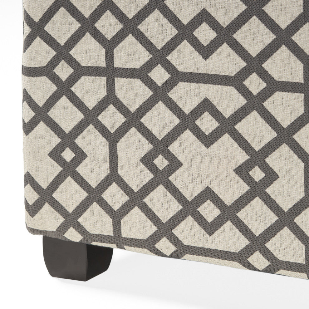 GDF Studio Estee Gray Geometric Patterned Fabric Storage Ottoman