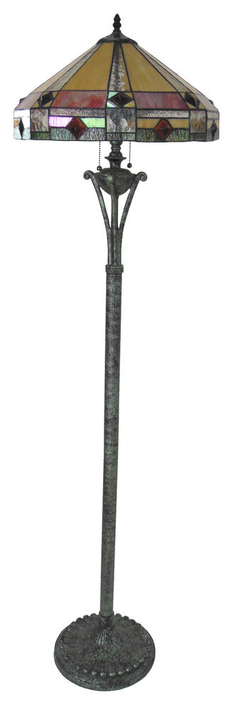 RIDLEY, Tiffany-Style 2 Light Mission Floor Lamp, 18" Shade
