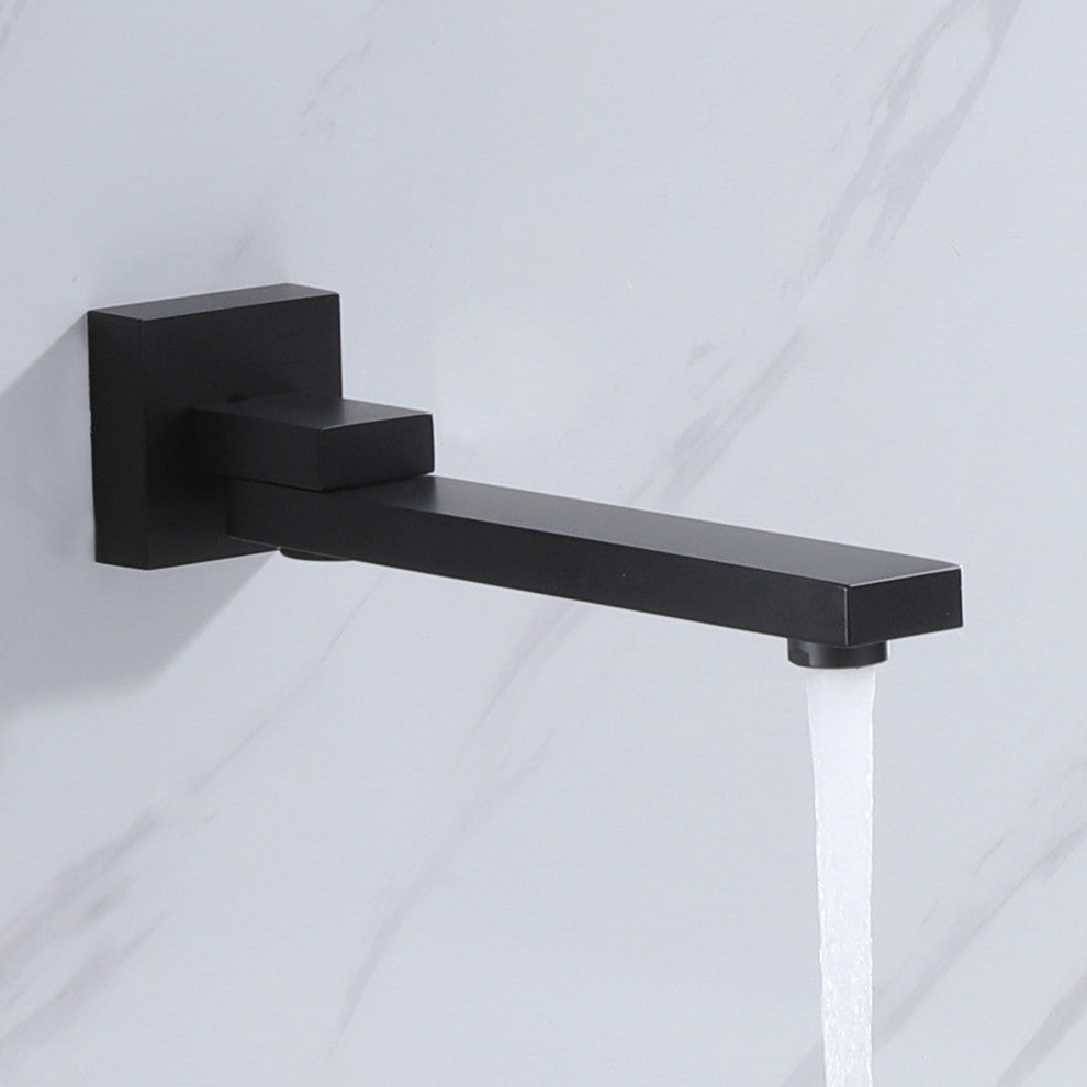 Wall Mounted Double Handle Roman Tub Faucet with Hand Shower, Matte Black