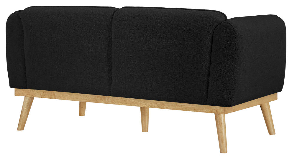Nolita Boucle Fabric Upholstered Loveseat, Black