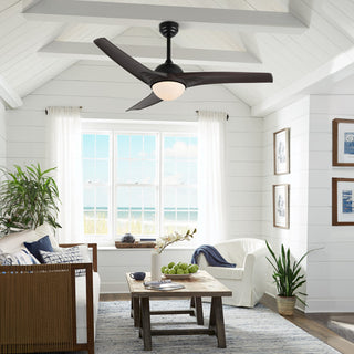 Sully 52" App/Remote 6-Speed LED Ceiling Fan, Dark Brown Wood/White