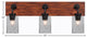 Oxbridge 3-Light Bath Bar, Matte Black & Painted Wood-look Metal/Smoke Bubble